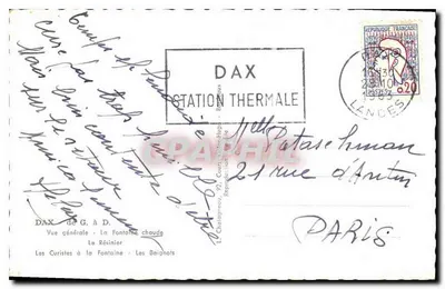 Cartolina d'epoca Souvenir de Dax — Verso