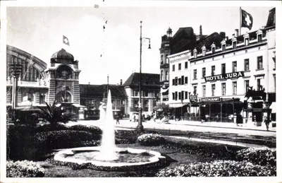 Bilhete postal antigo Hotel Jura Basel