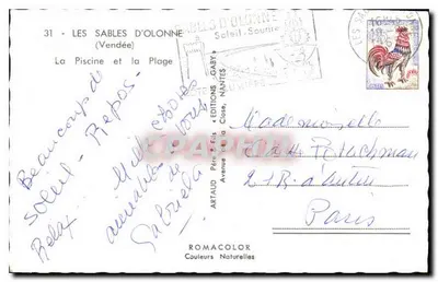 Les Sables-d'Olonne — A Piscina e a Praia — Éditions Artaud & Fils, Nantes — Verso