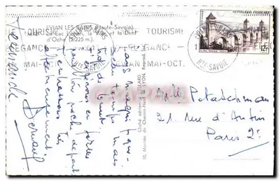 Évian-les-Bains — widok panoramiczny jeziora i gór — Wydawca: Tourisme Évian-les-Bains — Rewers