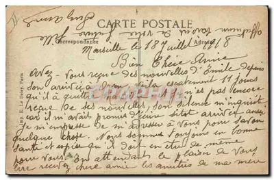 Marseille — Un Coin du vieux Port — E.D. n°122 — Verso
