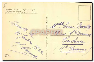 Ópera Municipal — Marselha — Edição La Cigogne, n°59 — Verso