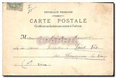 Bilhete postal antigo Vichy Fonte do Hospital — Verso