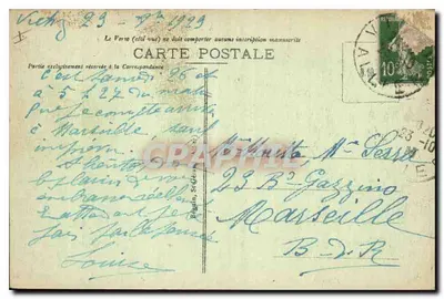 Vichy — Avenida coberta e Palácio das Fontes — editor Vichy, n° 358 — Verso