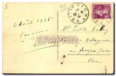Vichy — Uma parte do rio Allier vista do dique — Au Khédive - Quatro Chemins — Verso