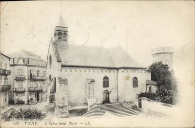 Bilhete postal antigo Vichy A Igreja de São Blaise