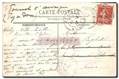 Bilhete postal antigo Vichy A Igreja de São Blaise — Verso