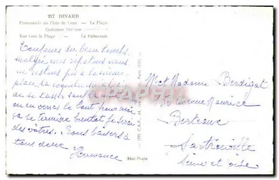 Dinard — Promenade du Clair de Lune, Die Strände, Bretonische Kleidung, Die Palmenanlage — Réal-Photo, Nr. 217 — Rückseite