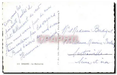 Dinard - La Malouine — widoki fal — wydawca: Cie des Arts Photographiques, Paryż — Rewers