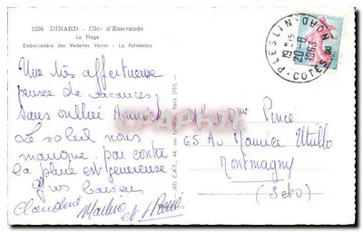 Dinard — Plaża i jacht — Wydawca nieznany, nr 1236 — Rewers