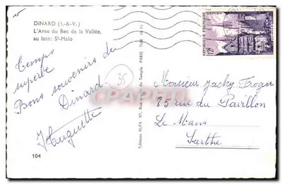 Dinard (I.-&-V.) — L'Anse du Bec de la Vallée, w oddali St-Malo — Wydawnictwo ALFA — Rewers