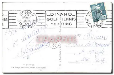A Praia vista do Casino Municipal — Dinard — editor Cap — Verso