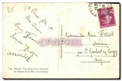 Dinard — Widok z tarasu Muzeum Morza w kierunku St-Malo — Real-Photo C.P. Straasbourg — Rewers
