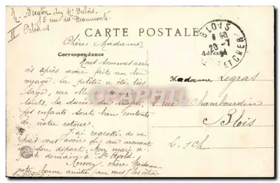 Orléans - Widok Ogólny - Wejście do Mostu Georges V i Statua Jeanne d'Arc — wydawca T.G. nr 827 — Rewers