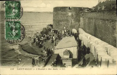 Stara pocztówka Saint Malo l'Eventail a Mer haute