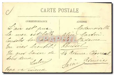 Stara pocztówka Saint Malo l'Eventail a Mer haute — Rewers