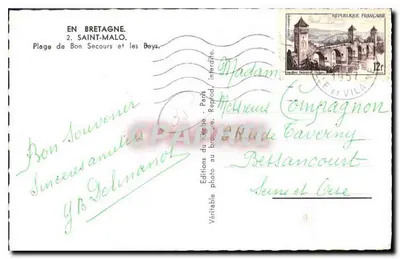 Pływa Bon Secours i Bays — Saint-Malo — Wydawnictwo Globus, Paryż — Rewers