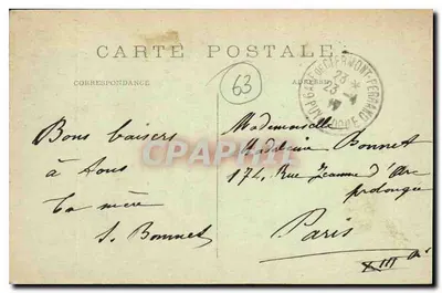Clermont-Ferrand (Puy-de-Dôme) — Estatua de Vercingétorix, Iglesia de los Mínimos, Grand Hôtel de la Poste y el Crédit Lyonnais — L'Irondelle, París, n°450 — Reverso