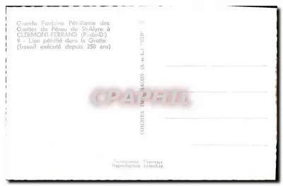 Petrifikowany lw w jaskini — Wielka petryfikowana fontanna w jaskiniach Pérour w Clermont-Ferrand — wydawca Combiérier (S.-et-L.) — Rewers
