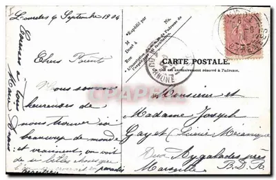 Lourdes — Zbiór z Bazyliki, widok z Fortu — V. P. Paris. Nr 15. — Rewers