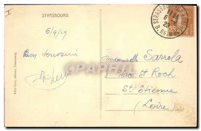 Strasbourg — widok katedry i dachów — wydawca Félix Laby, Strasbourg — Rewers
