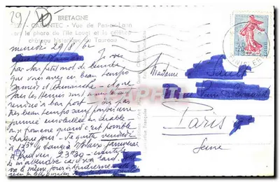 Pen-an-Lann — Widok na farbę na wyspie Louat i historyczny zamek Taureau — Éditions Françaises — Rewers