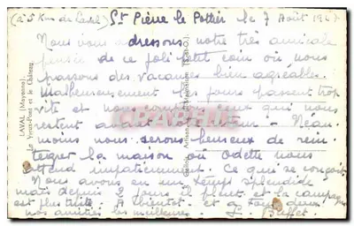 Zamek w Saint-Pierre-le-Potier — widok z mostem i znakami — Librairie Gourin et Ripolin — Rewers