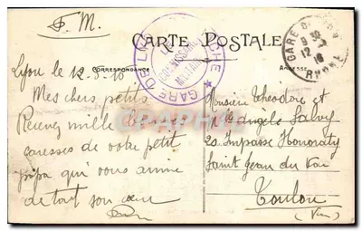 LYON — Praça Carnot — Estação de Perrache e Hotel Terminus — E. R. — Verso