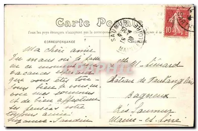 Sarthe. Castelo da Flette — Foto J. Bouvret, Le Mans — Verso