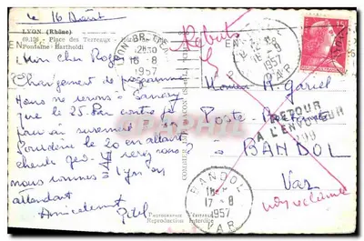 Place des Terreaux — Hôtel de Ville de Lyon — éditeur Pim — Verso