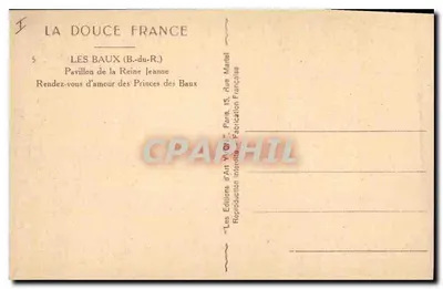 Pavilhão da Rainha Joana — Les Baux (B.-du-R.) — Éditions d'Art V. Orly, Paris — Verso