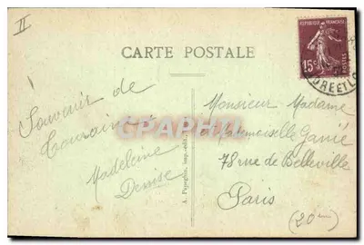 Tours — Pejzaż panoramiczny z Symples, Pałacem Miasta i katedrą — A. P. n° 48 — Rewers