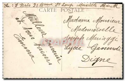MARSEILLE — Praça Castellane e a Fonte Cantini — Editor não identificado — Verso