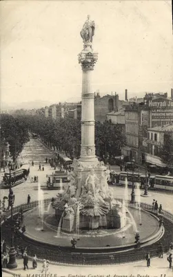 Marselha — Fontaine Cantini e Avenida do Prado — editor J. Hunyadi