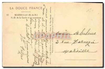 Marsiglia (B.-du-R.) — N.-D. de la Garde e i suoi ascensori — Les Editions d'Art Yvon, Parigi — Verso