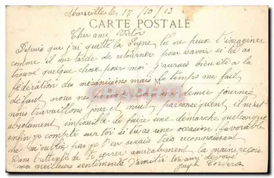 Stara pocztówka Marseilla Corniche Pont Fausse Monnaie — Rewers