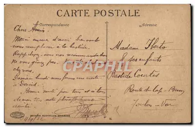 Marsylija — Plac Castellane i Fontanna Cantini — Wydawnictwo Nouvelles Galeries nr 21 — Rewers