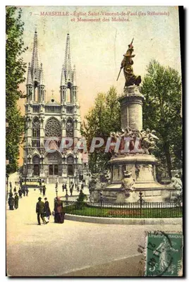 MARSEILLE — Igreja de São Vicente de Paulo (as Reformadas) e Monumento dos Mobiles — Edição Nouvelles Galeries