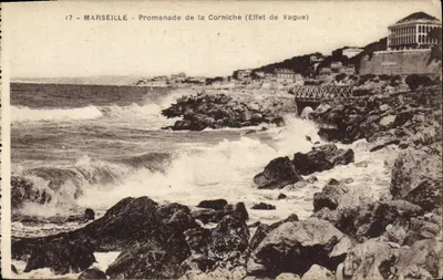 Bilhete postal antigo Marselha Vista de Cima