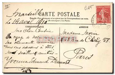 Marselha — Visão da Corniche e N.-D. da Garde — EL. — Verso