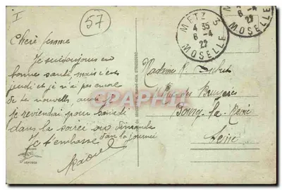 Metz — Place d'Armes — widok placu z statuą i budynkami — wydawca nieznany, nr 24 — Rewers