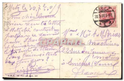 Metz — Ogólny widok Metz — B.N.D. Fot. gen. 1907 — Rewers