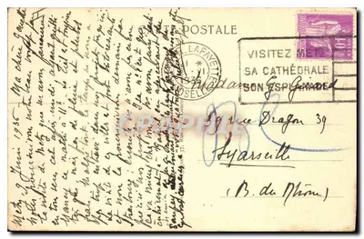 Metz — Rzeka Mosel i Wzgórze Świętego Kwincentego — 1865 — Rewers