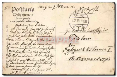 Metz. St. Vincenzkirche — éditeur : Verlag von R. Merges, Metz, n° 388 — Verso
