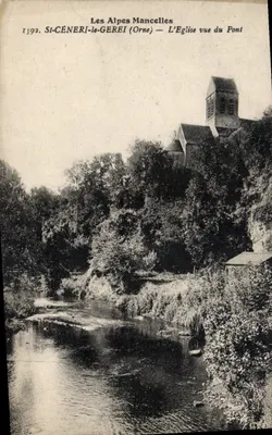 St-Céneri-le-Gerei (Orne) — A Igreja vista do Ponte — Payy-Legard, editor