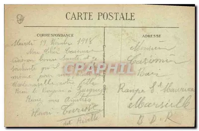 Clermont-Ferrand — Fontanna Pęczniejąca — Pętlijące postacie tańczące Bourrée z Auvergne — G. d'O. — Rewers