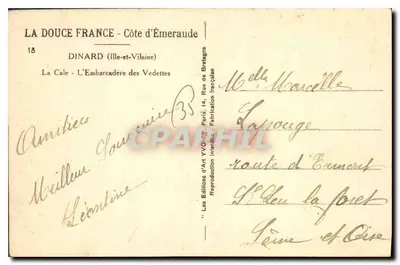 Dinard - L'Embarcadère des Vedettes — Le Éditions d'Art YVO — n°18 — Verso