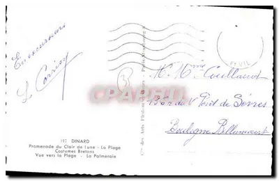 डिनार्ड — समुद्र तट का दृश्य, ब्रेटन वस्त्र, पाल्मेराइये — C.P.A.P.H.I.L. संख्या 217 — पीछे