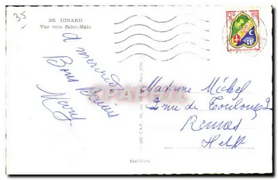 Widok na Saint-Malo — Dinard — Stara pocztówka (nr 205) — Rewers