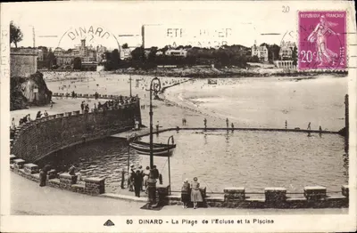 Dinard - A Praia da Ecluse e a Piscina — Bilhete postal antigo n°80, editada por C.A.R.